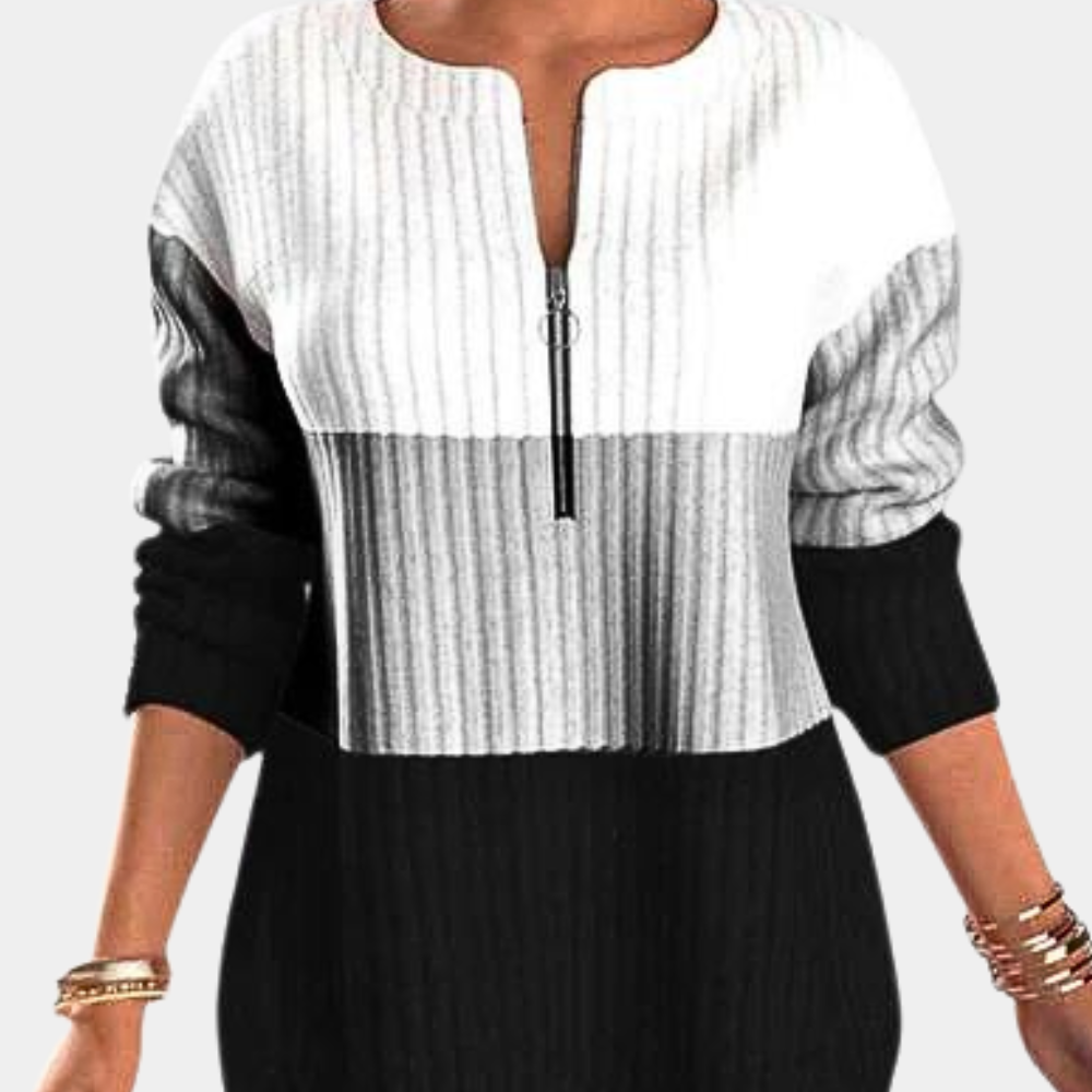 Warm Ladies' Jumper with Zip - Lina-Black-XS-State of Style