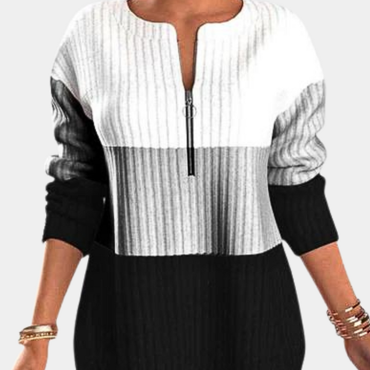 Warm Ladies' Jumper with Zip - Lina-Black-XS-State of Style