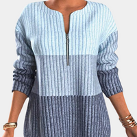 Warm Ladies' Jumper with Zip - Lina-Blue-XS-State of Style