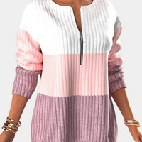 Warm Ladies' Jumper with Zip - Lina-Pink-XS-State of Style