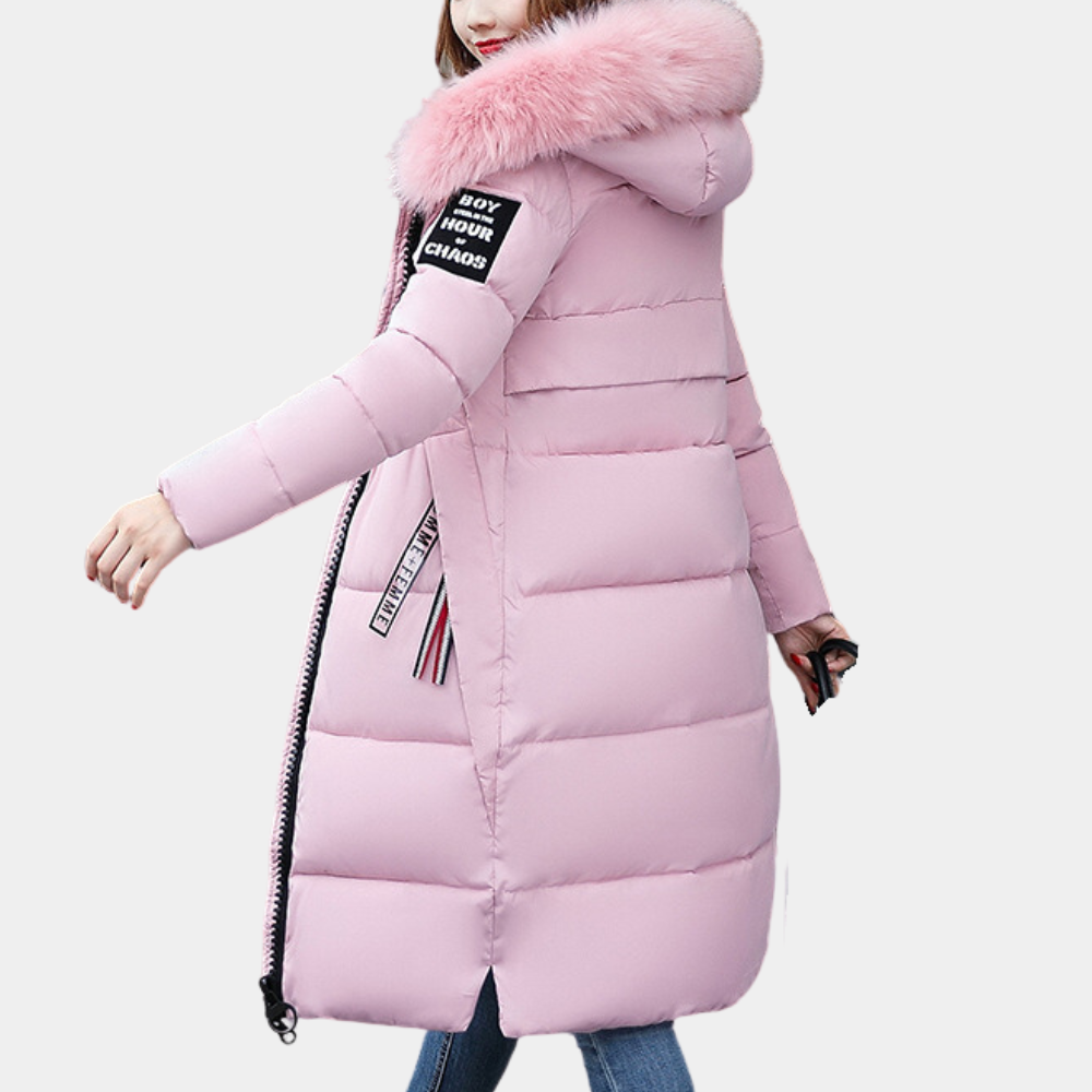 Warm Ladies Puffer Jacket with Hood - Livia-Pink-XS-State of Style