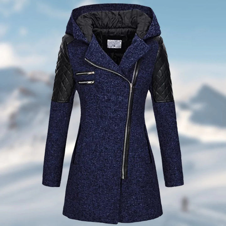 Warm Long Ladies Winter Coat - Aria-Blue-S-State of Style