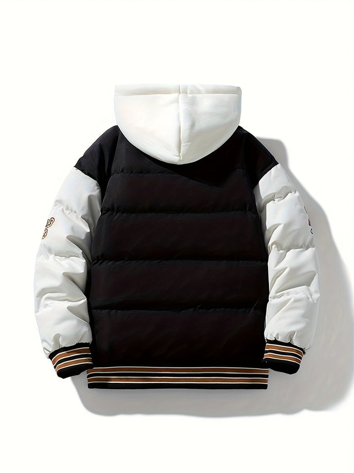 Warm Men's Puffer Jacket with Hood - Emmett-Dark Brown-XS-State of Style