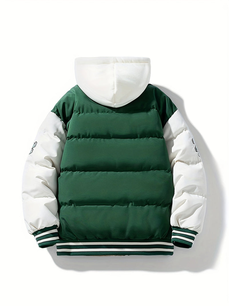 Warm Men's Puffer Jacket with Hood - Emmett-Dark Brown-XS-State of Style
