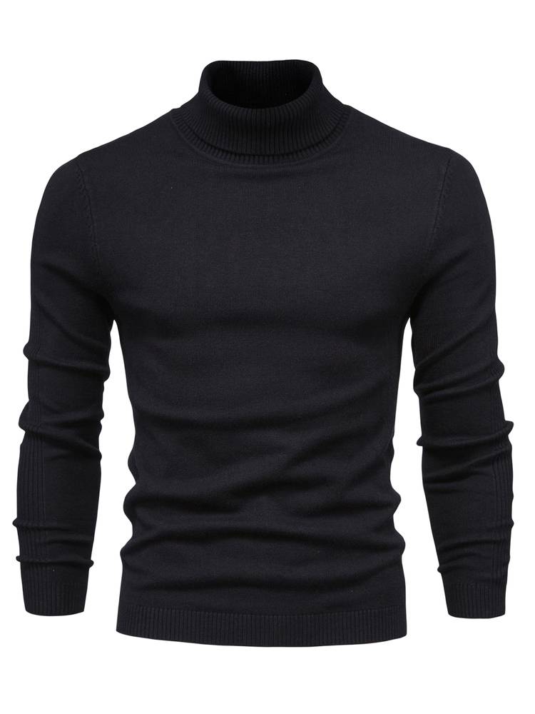 Warm Men's Turtleneck Sweater - Nordero-Black-S-State of Style