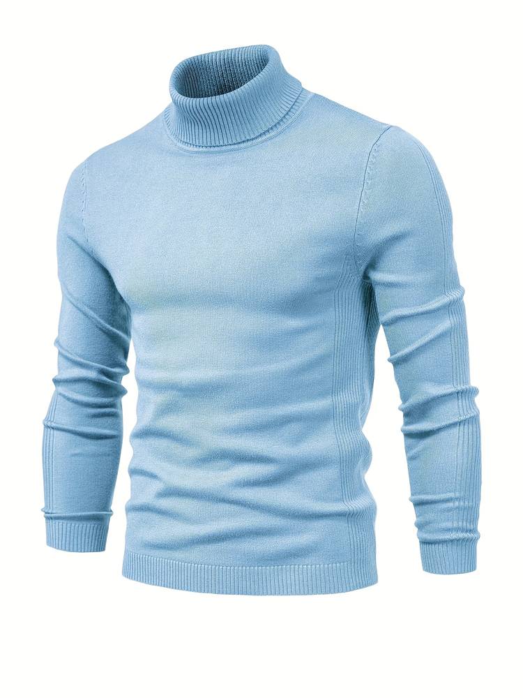 Warm Men's Turtleneck Sweater - Nordero-Light Blue-S-State of Style