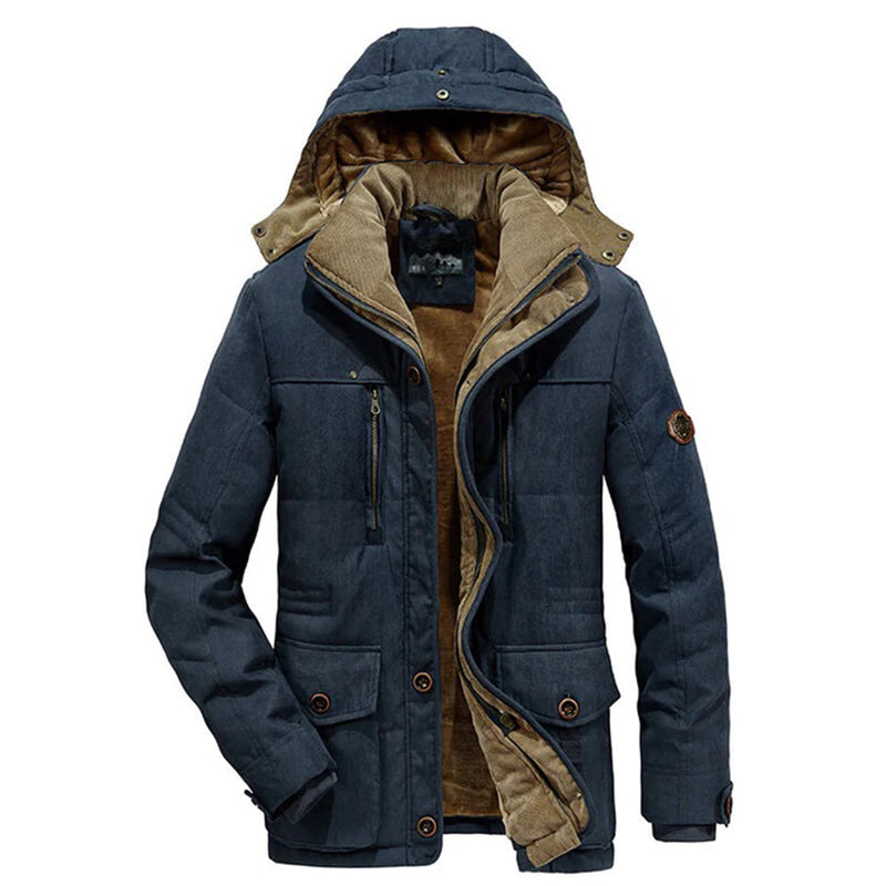 Warm Men's Winter Coat with Fleece - Everest-Dark Blue-M-State of Style