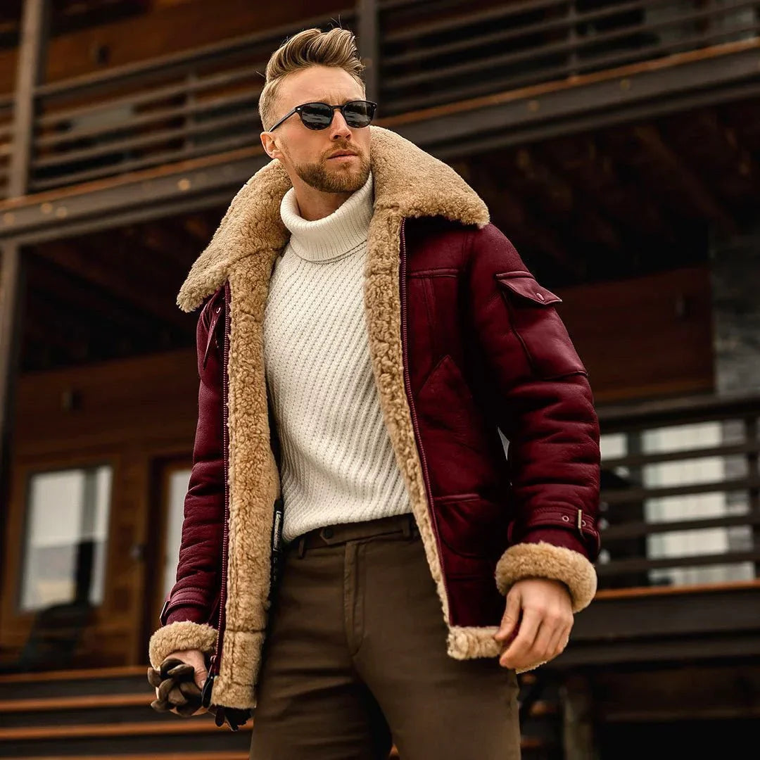 Warm Men's Winter Jacket - Viktor-Burgundy-S-State of Style