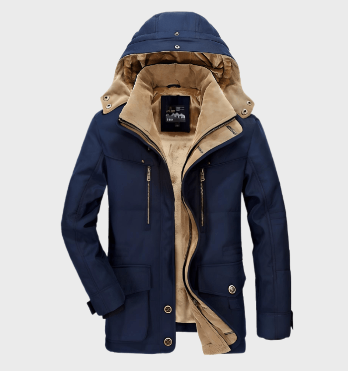 Warm Men’s Winter Jacket with Hood - Andreas-Blue-M-State of Style
