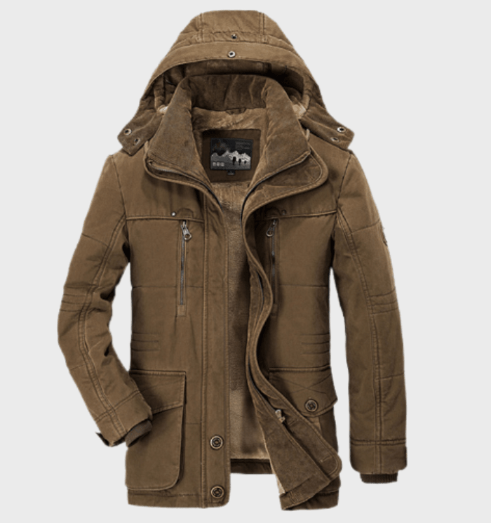 Warm Men's Winter Jacket with Hood - Andreas-M-Coffee-State of Style