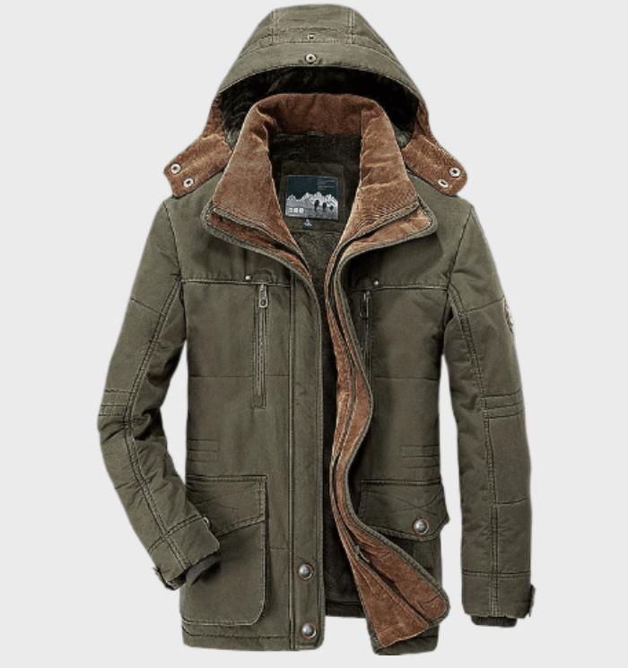 Warm Men's Winter Jacket with Hood - Andreas-M-Green-State of Style