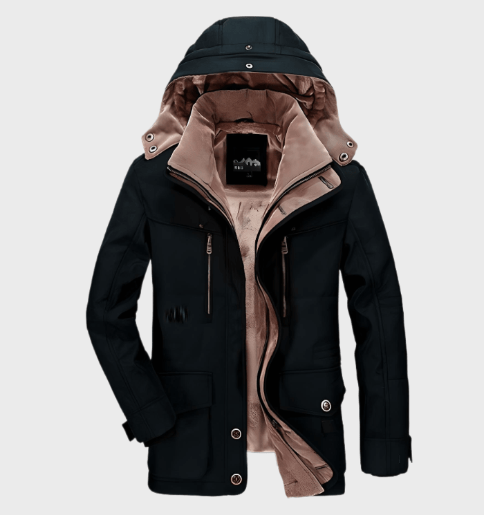 Warm Men's Winter Jacket with Hood - Andreas-M-Khaki-State of Style