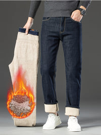 Warm Men's Winter Jeans with Fleece Lining - Grayson-Blue-10-State of Style