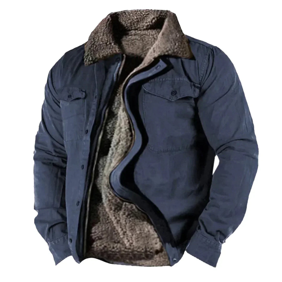 Warm Padded Men's Winter Jacket - Noah-Blue-M-State of Style