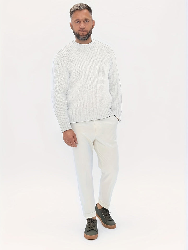 Warm Plain Knitted Sweater for Men - Elliot-White-XS-State of Style