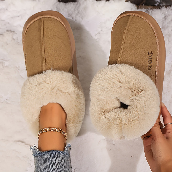 Warm Plush Ladies Slippers with Non-Slip Sole - Sienna-Khaki-5-State of Style