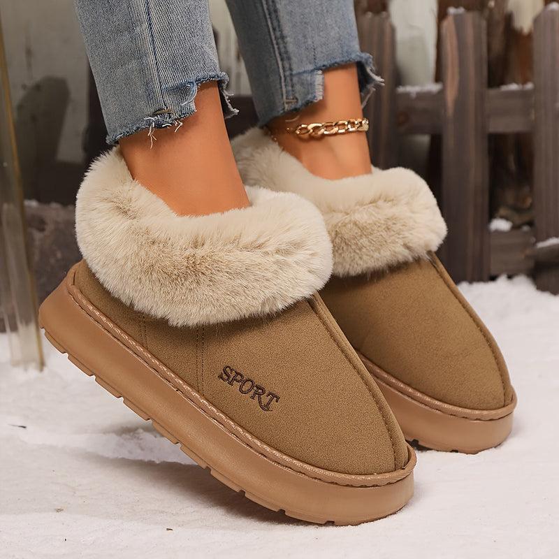 Warm Plush Ladies Slippers with Non-Slip Sole - Sienna-Khaki-5-State of Style