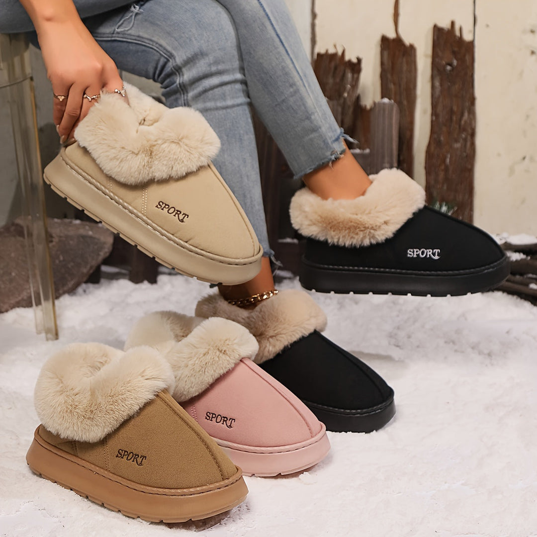 Warm Plush Ladies Slippers with Non-Slip Sole - Sienna-Khaki-5-State of Style