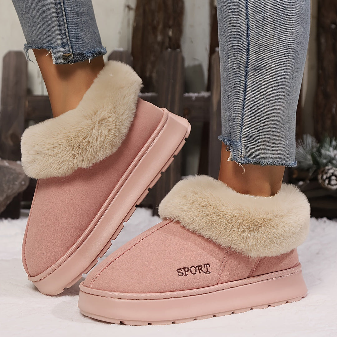 Warm Plush Ladies Slippers with Non-Slip Sole - Sienna-Pink-5-State of Style