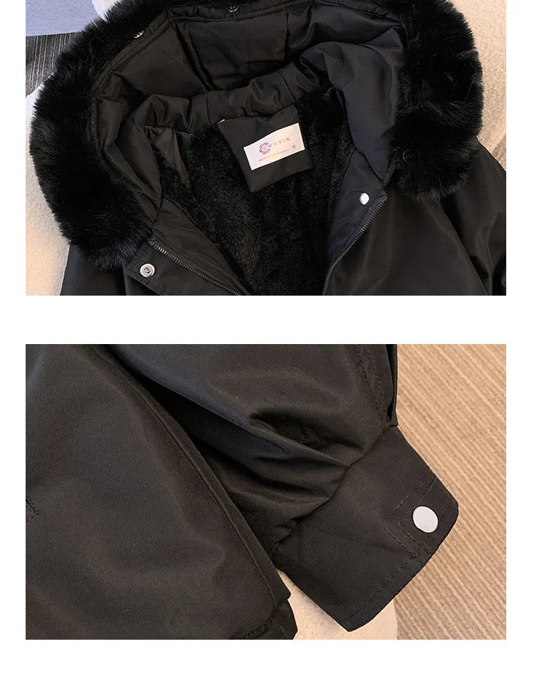 Warm Puffer Jacket for Women with Detachable Collar - Livia-Black-M-State of Style