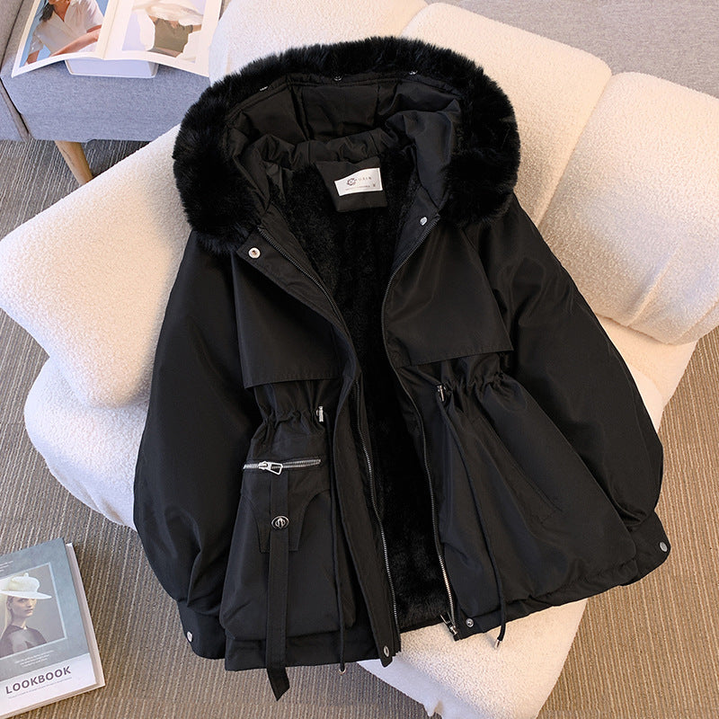Warm Puffer Jacket for Women with Detachable Collar - Livia-Black-M-State of Style