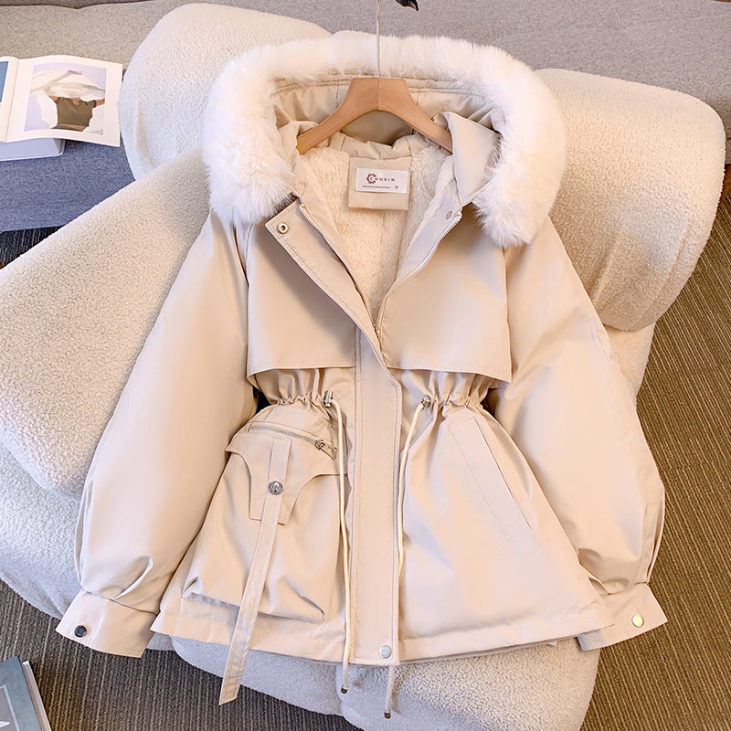 Warm Puffer Jacket for Women with Detachable Collar - Livia-White-M-State of Style