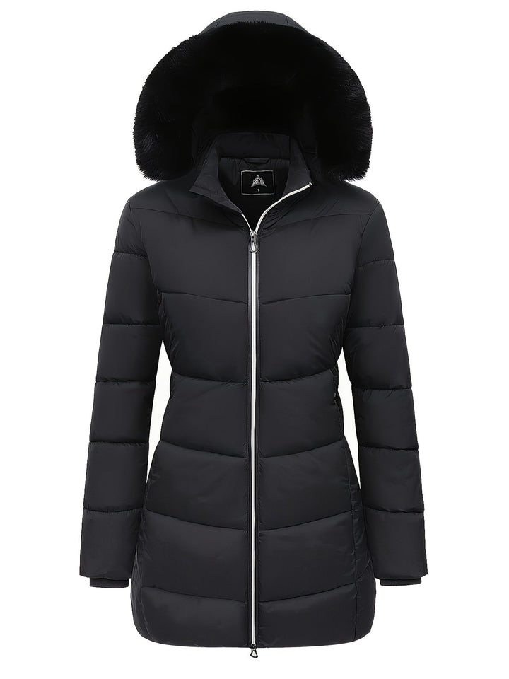 Warm Puffy Jacket with Stylish Details – Evelyne-Black-S-State of Style