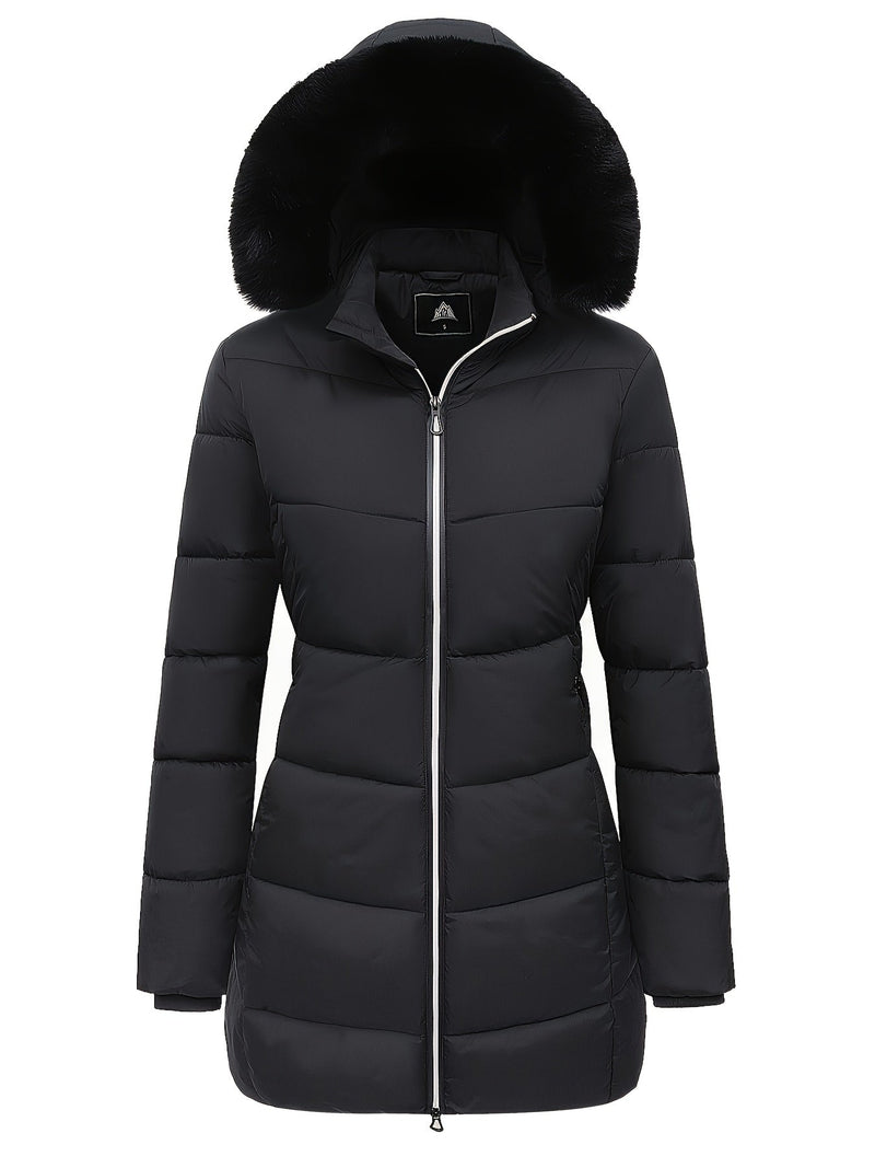 Warm Puffy Jacket with Stylish Details – Evelyne-Black-S-State of Style