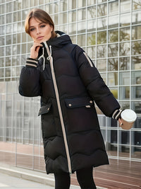 Warm Quilted Hoodie Jacket with Zip - Valencia-Red-S-State of Style
