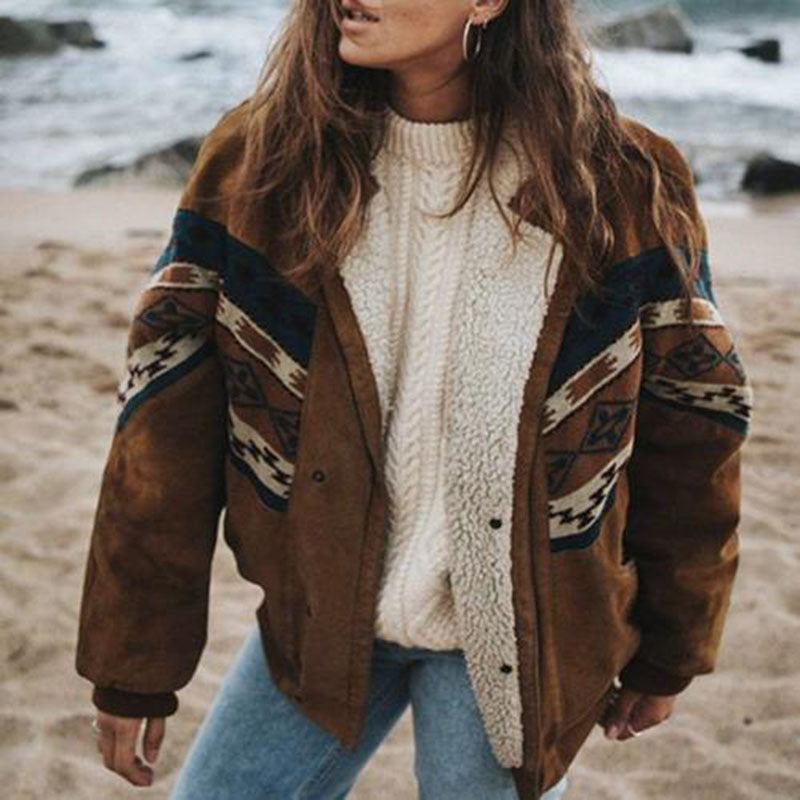 Warm Retro Plush Winter Coat - Daisy-Brown-S-State of Style