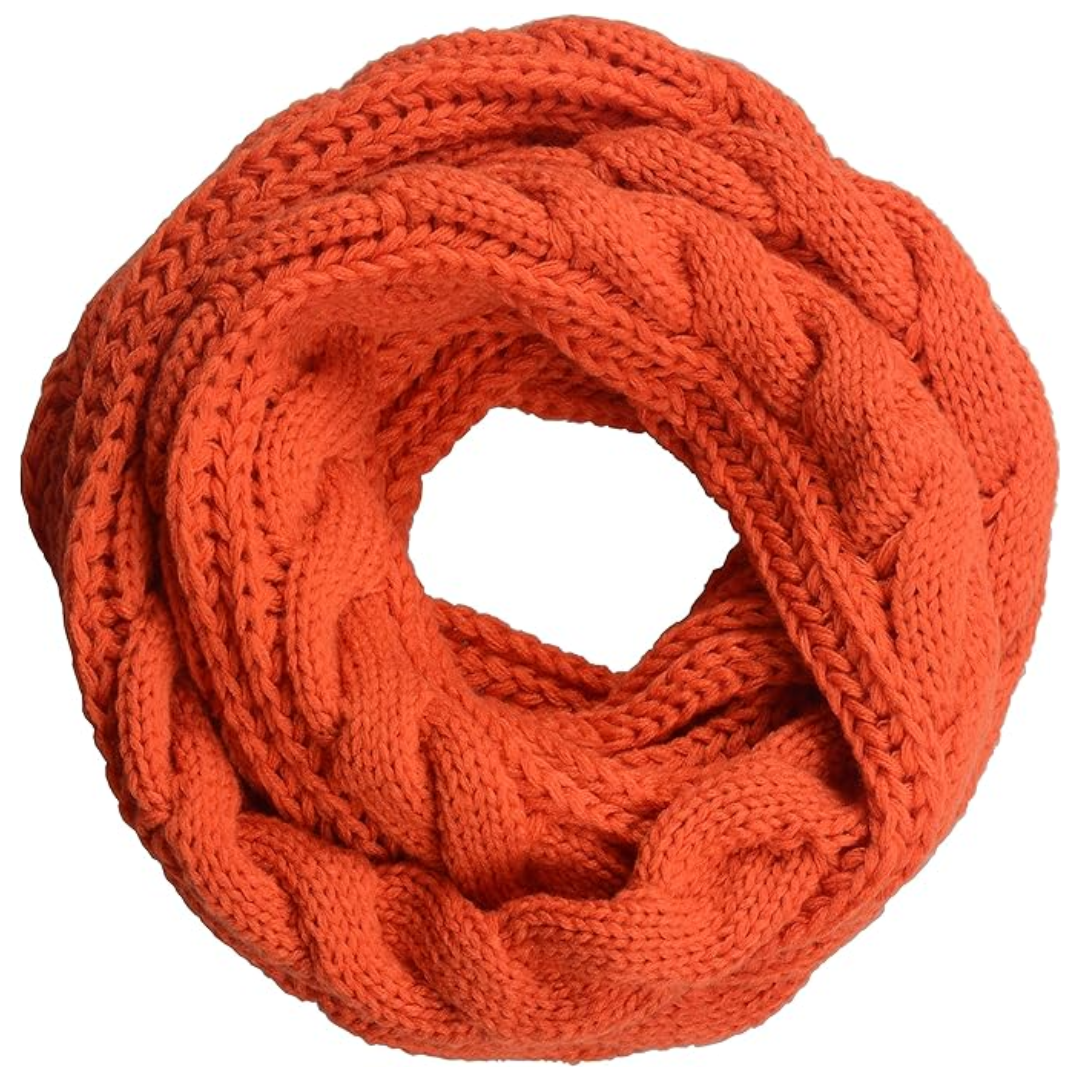 Warm Ribbed Knitted Winter Scarf - Davina-Orange-State of Style