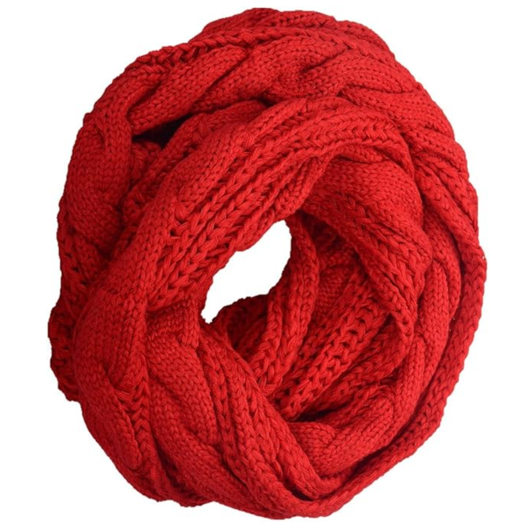 Warm Ribbed Knitted Winter Scarf - Davina-Red-State of Style