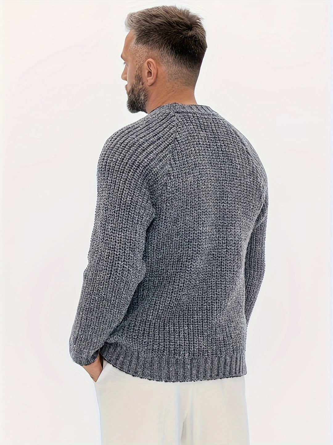 Warm Solid Knitted Jumper for Men - Elliot-Grey-XS-State of Style