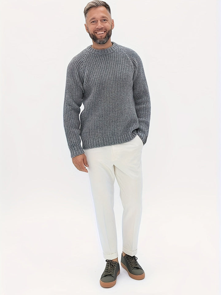 Warm Solid Knitted Jumper for Men - Elliot-Grey-XS-State of Style