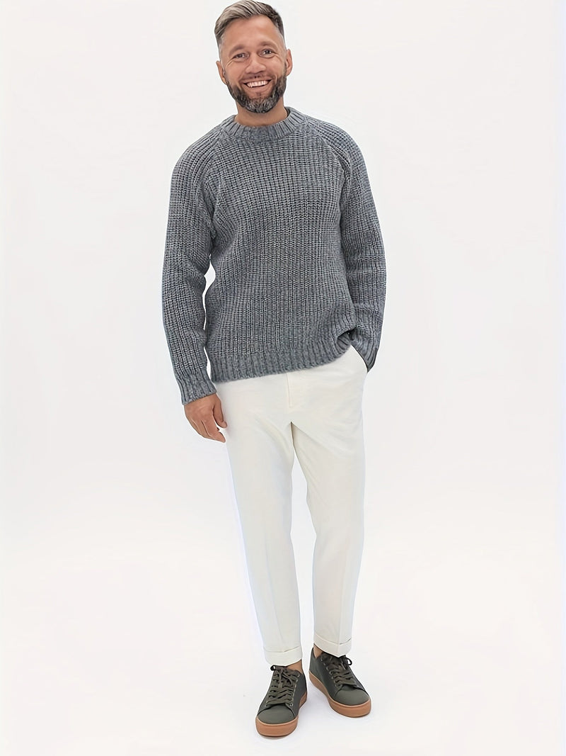 Warm Solid Knitted Jumper for Men - Elliot-Grey-XS-State of Style