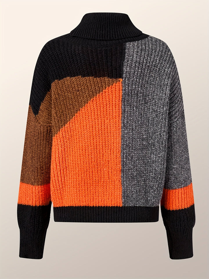 Warm Sweater with Collar - Lorena-Orange-S-State of Style