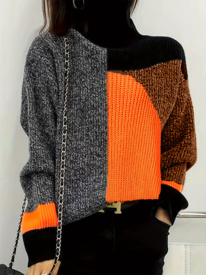 Warm Sweater with Collar - Lorena-Orange-S-State of Style
