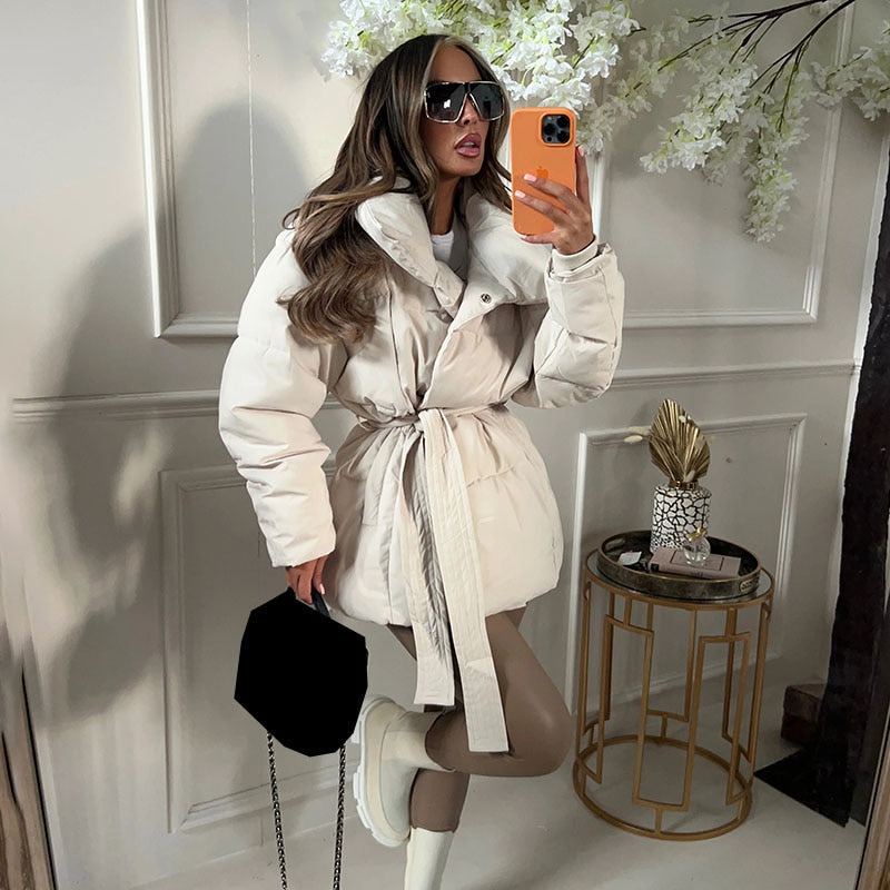 Warm Thick Jacket with Belt | Stylish & Cosy-Beige-XS-State of Style