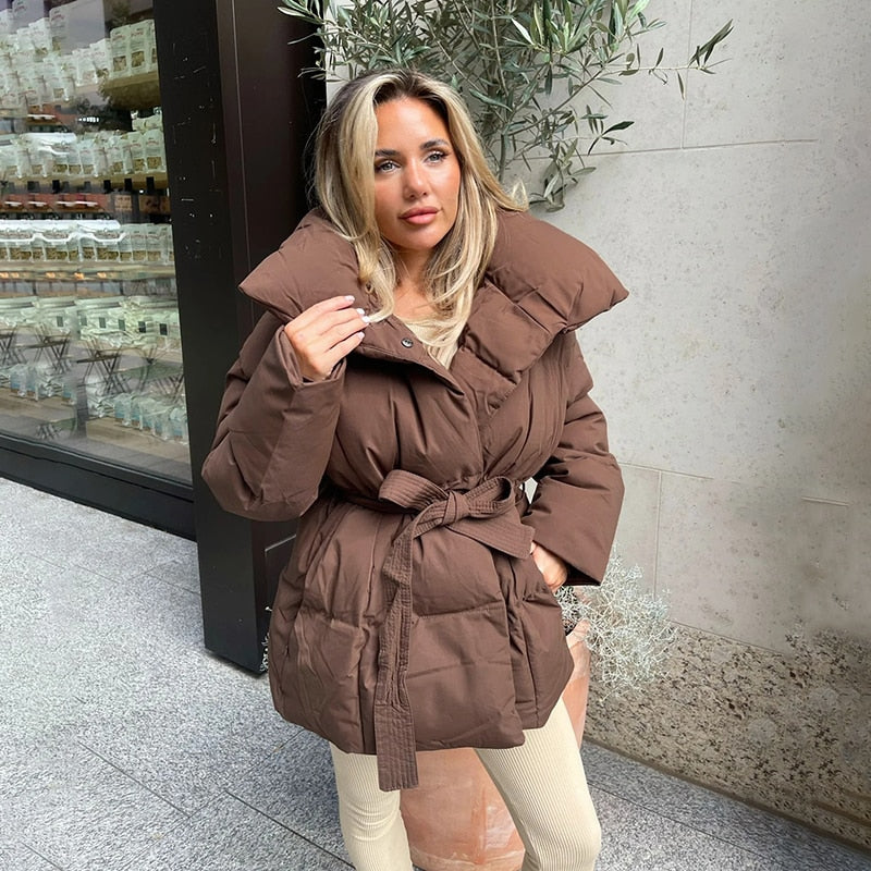 Warm Thick Jacket with Belt | Stylish & Cosy-Coffee-XS-State of Style