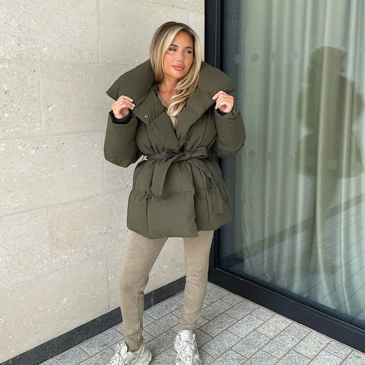Warm Thick Jacket with Belt | Stylish & Cosy-Green-XS-State of Style