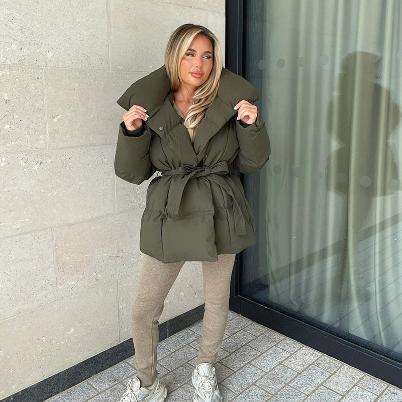 Warm Thick Jacket with Belt | Stylish & Cosy-Green-XS-State of Style