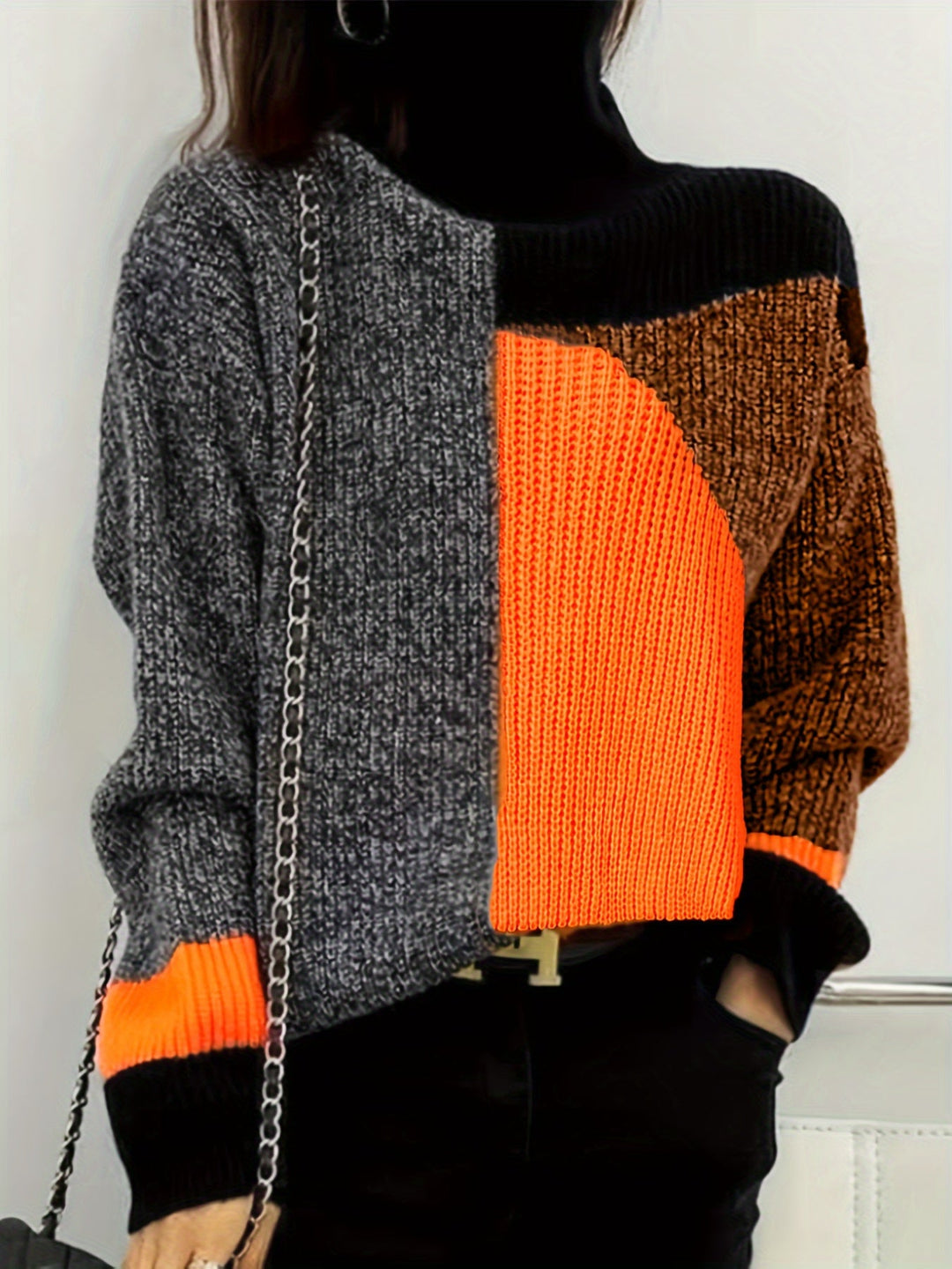 Warm Turtleneck Sweater - Lorena-Orange-S-State of Style