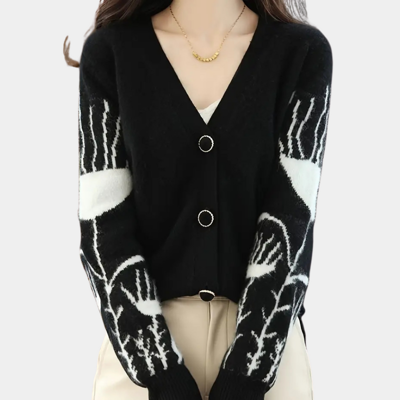 Warm V-neck Cardigan for Women - Elin-Black-State of Style