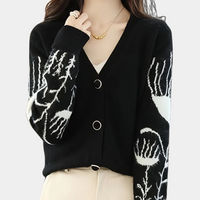 Warm V-neck Cardigan for Women - Elin-Black-State of Style