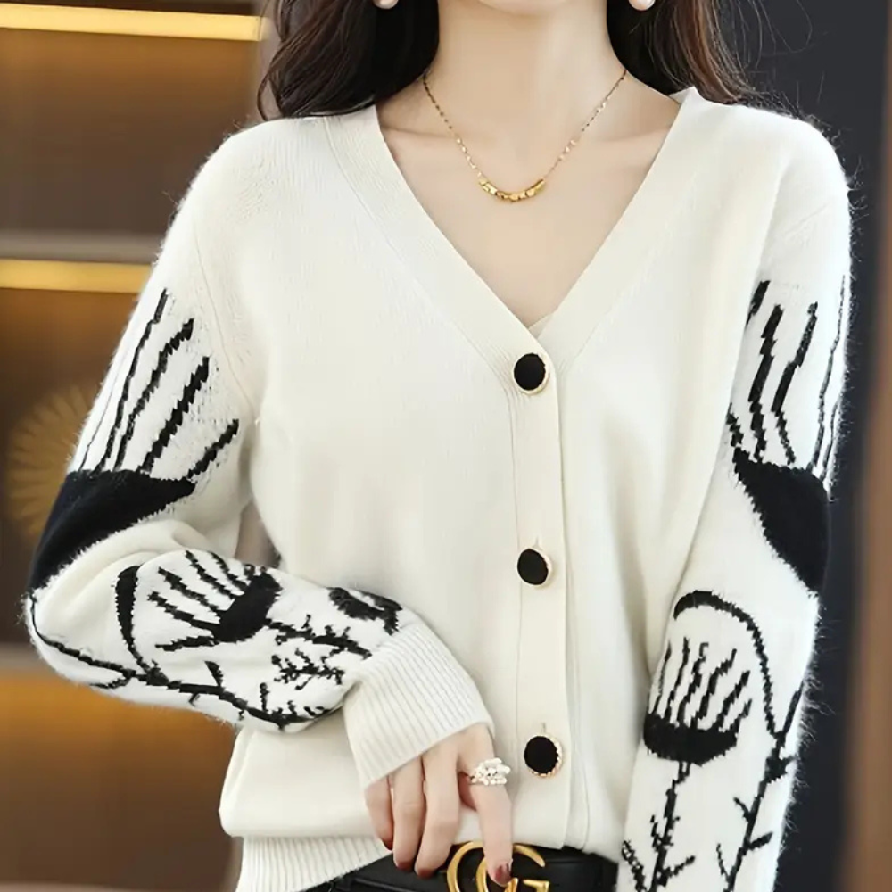 Warm V-neck Cardigan for Women - Elin-White-State of Style