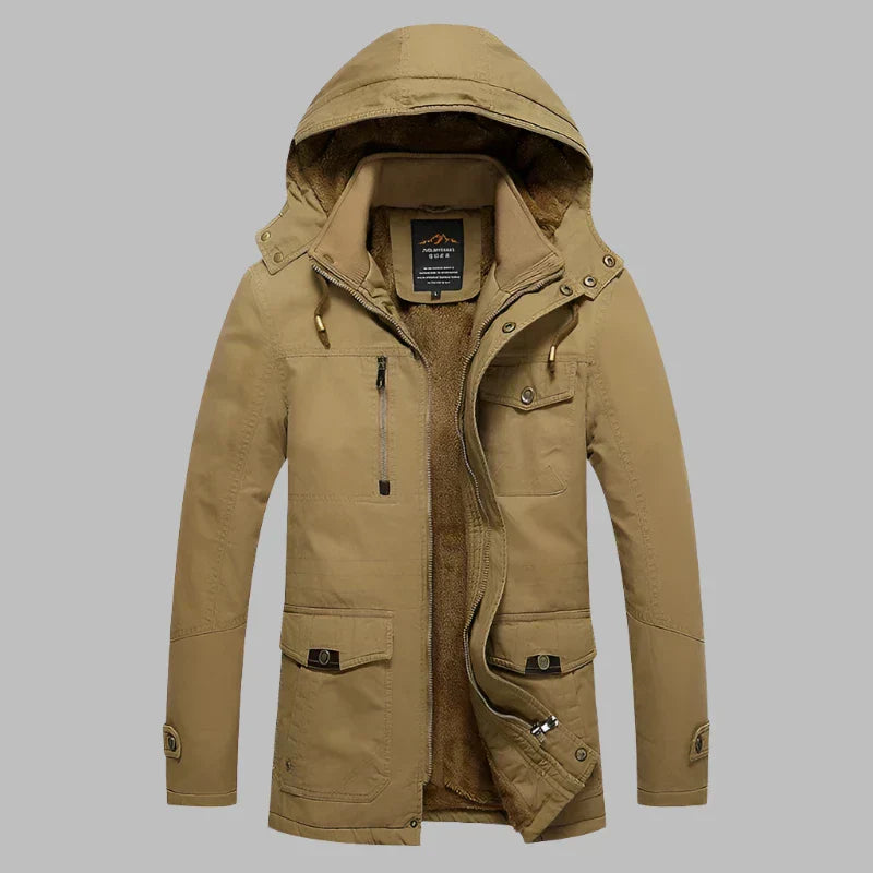Warm Waterproof Men's Winter Jacket - ArcticShield-Khaki-L-State of Style