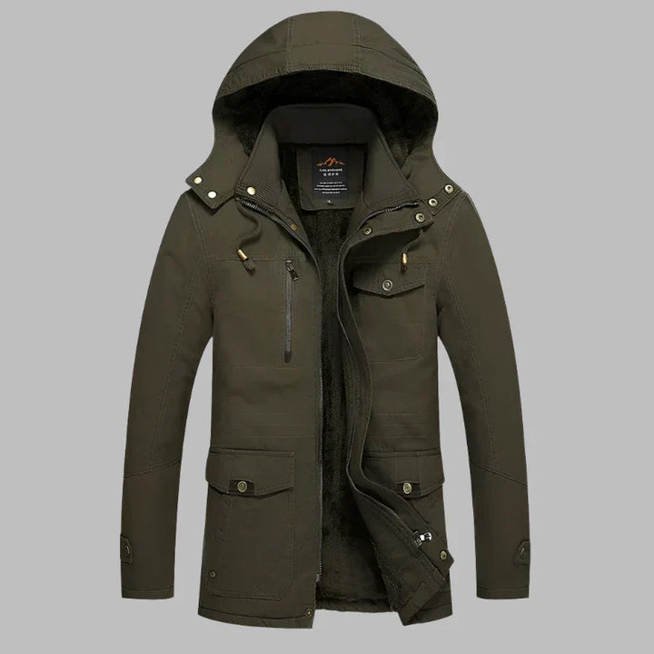 Warm Waterproof Men's Winter Jacket - ArcticShield-Olive green-L-State of Style