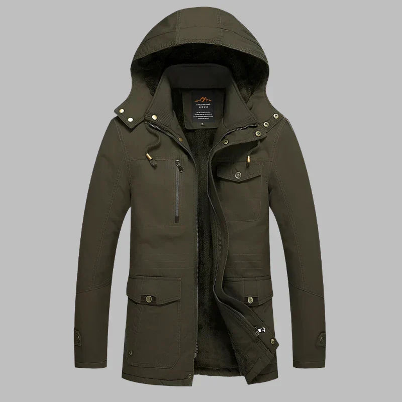 Warm Waterproof Men's Winter Jacket - ArcticShield-Olive green-L-State of Style
