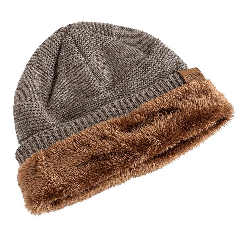 Warm Winter Beanie with Fleece Lining - Luna-Khaki-56cm-58cm-State of Style