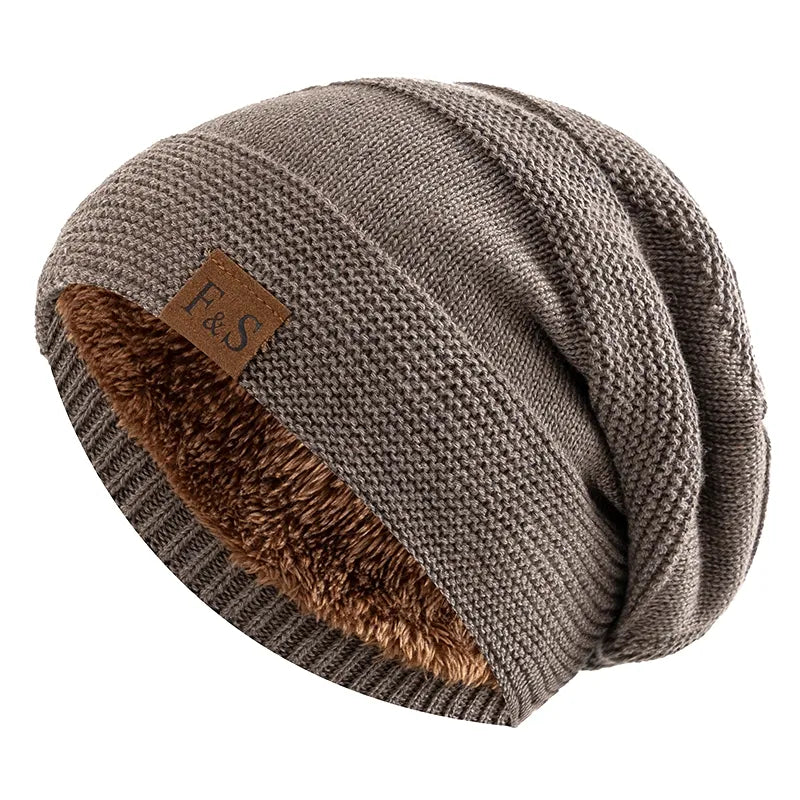 Warm Winter Beanie with Fleece Lining - Luna-Khaki-56cm-58cm-State of Style